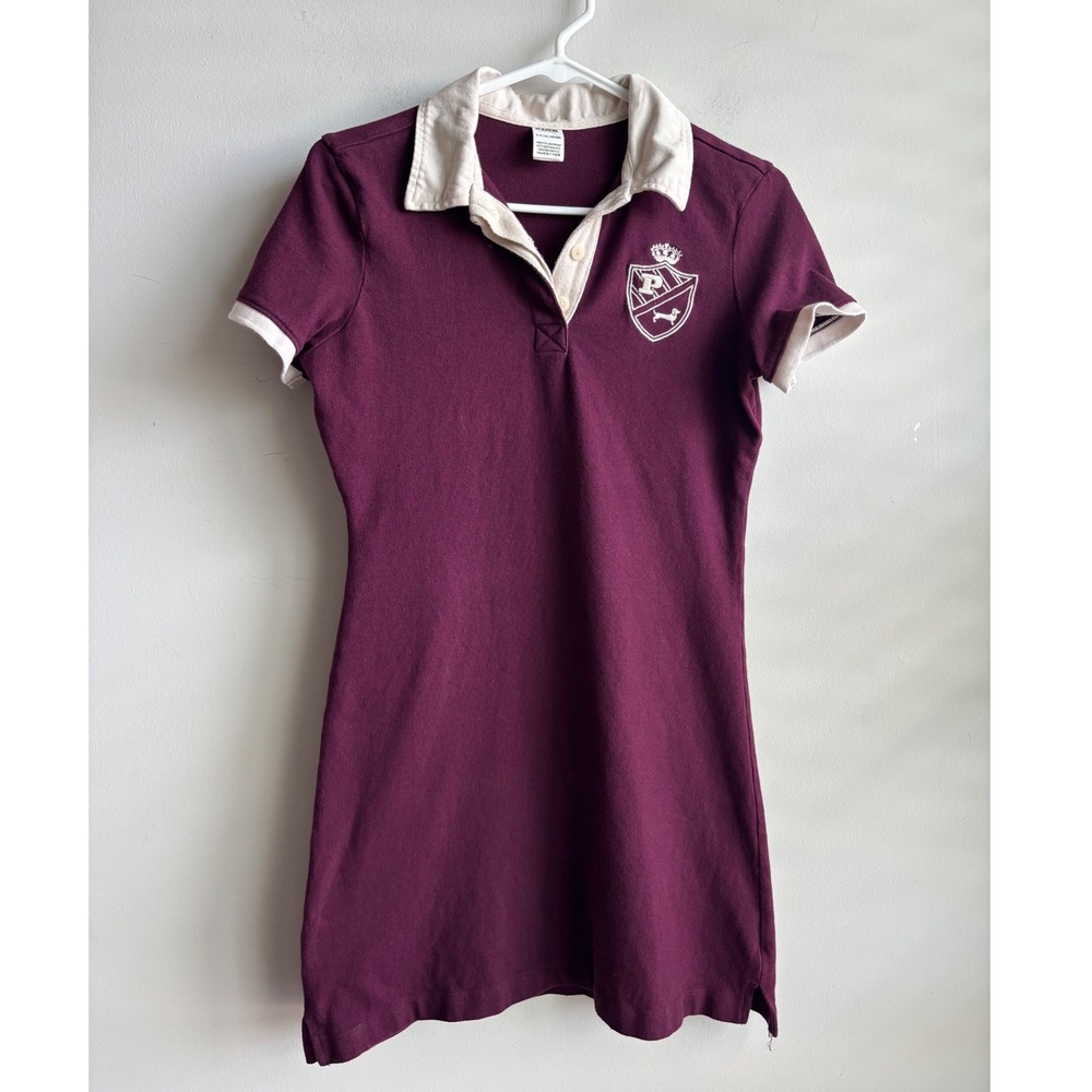 PINK Burgundy Polo Dress Women Small